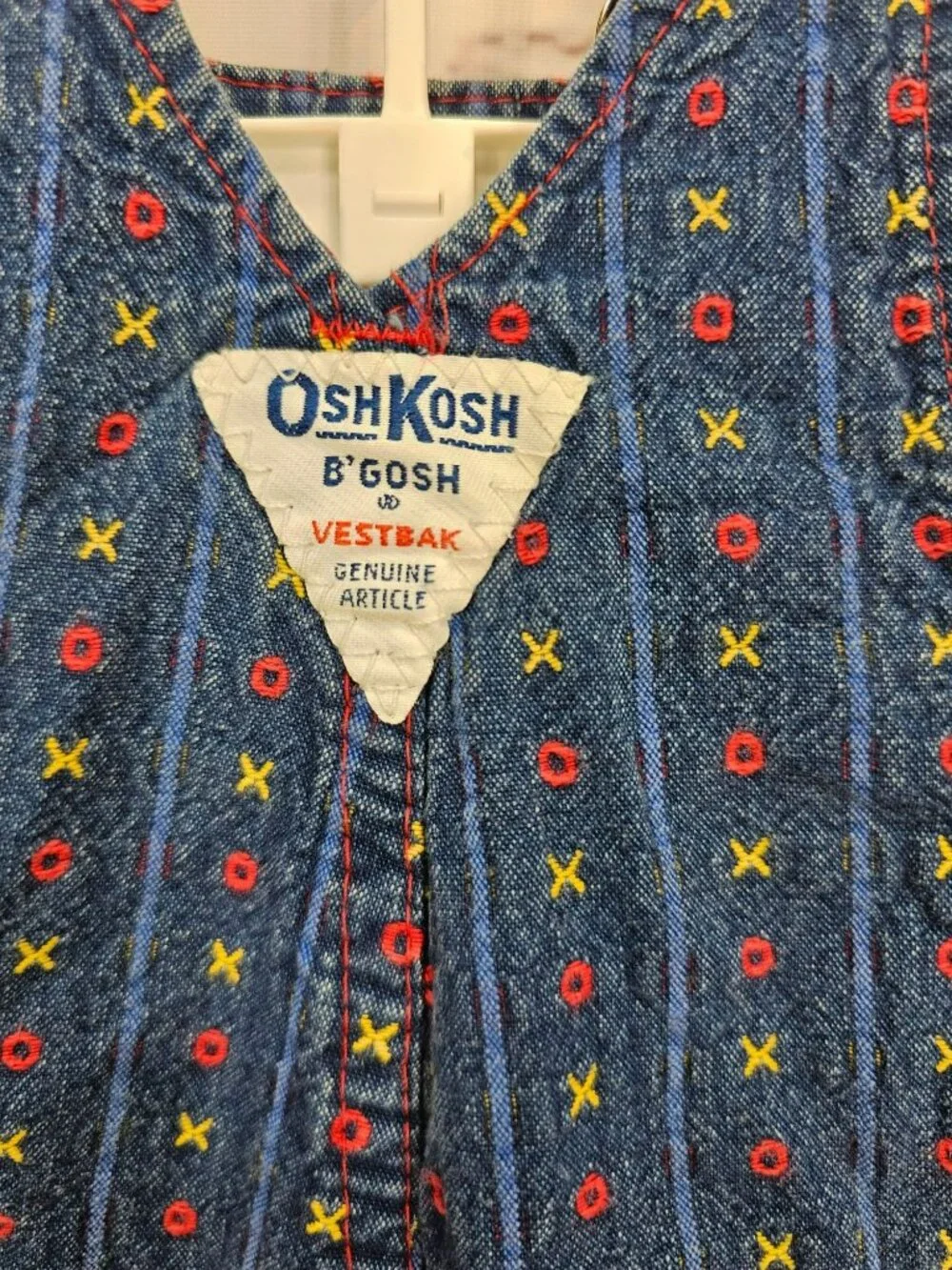 OshKosh Bgosh Infant Girls XO Tic Tack Toe Denim Overalls 6/9M Red USA Made